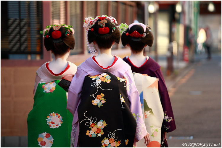 京都“祇園花見小路”上的日本艺妓