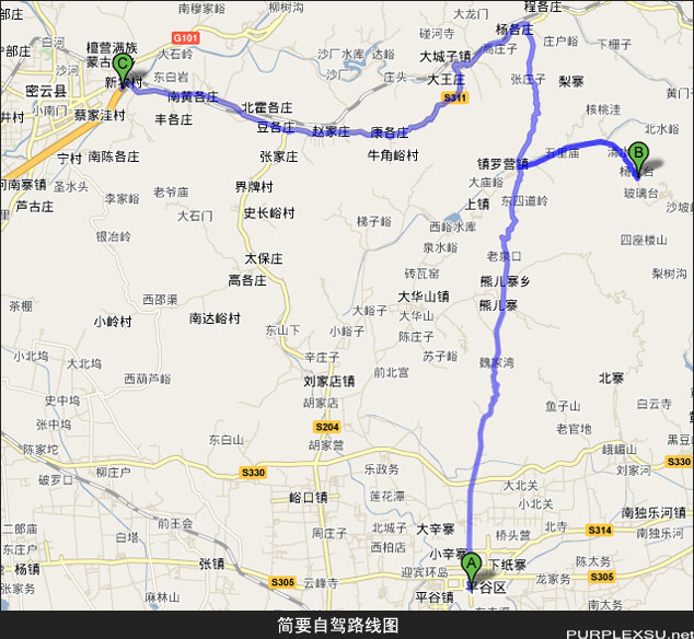 玻璃台村自驾路线图