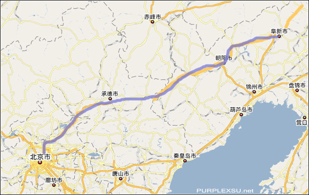 北京、承德、朝阳、阜新自驾路线图