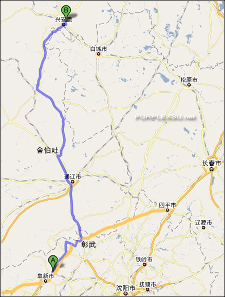 阜新、通辽、乌兰浩特自驾路线图