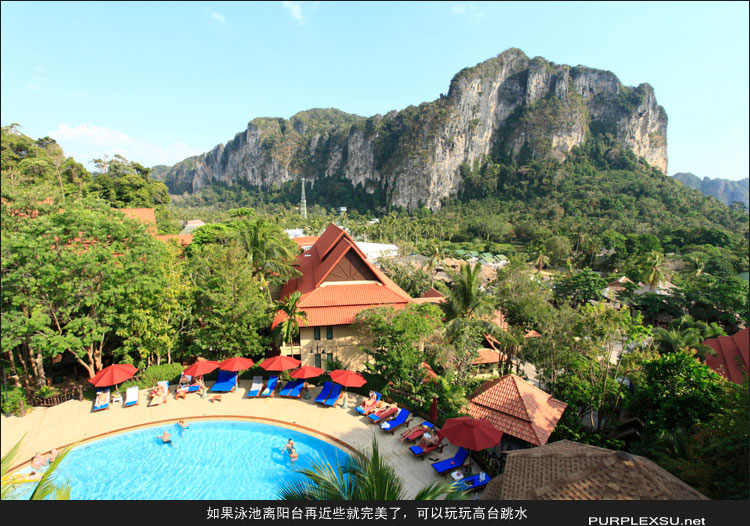 Krabi（甲米）的Aonang海滩，从酒店顶楼俯视