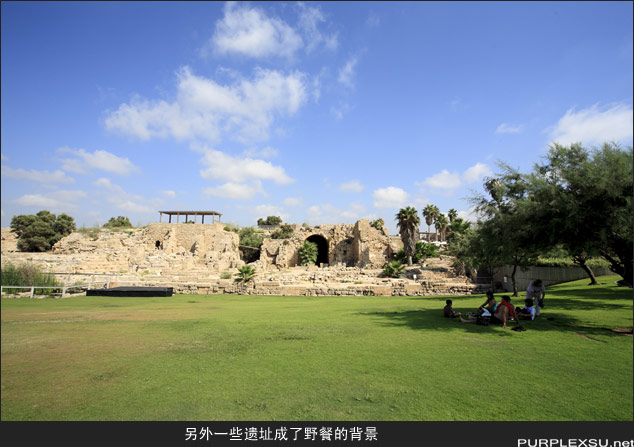 Caesarea遗址公园，绿地和古罗马建筑